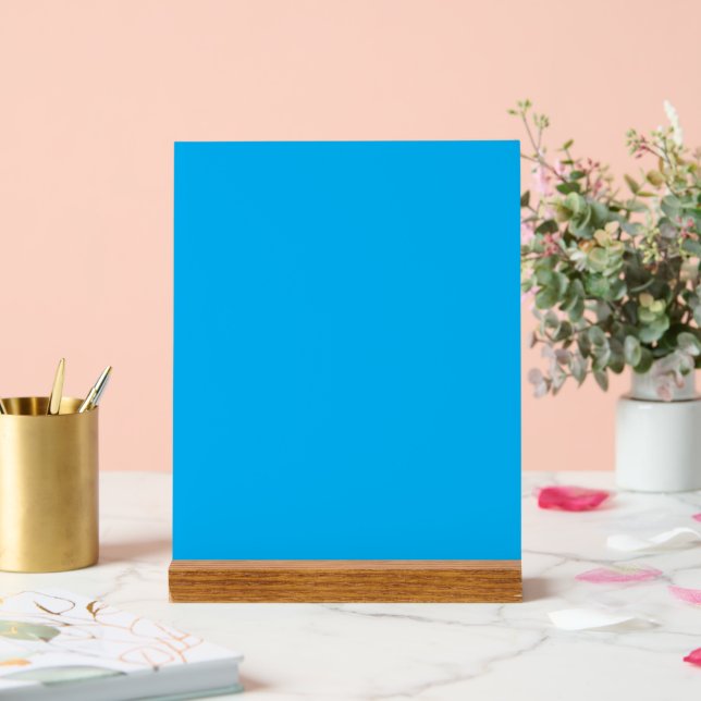 Solid Cyan Blue Background  Acrylic Sign (Wedding)