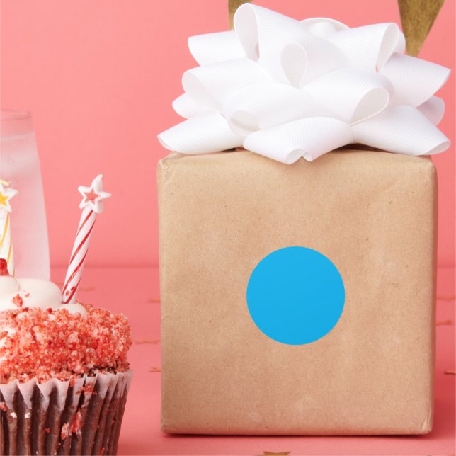 Solid Cyan Blue Background  Classic Round Sticker (Party)