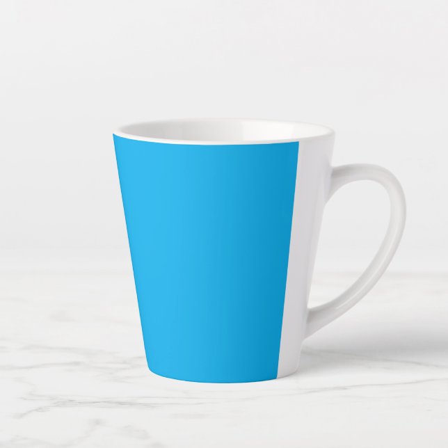 Solid Cyan Blue Background | Summer Minimal Style Latte Mug (Right)