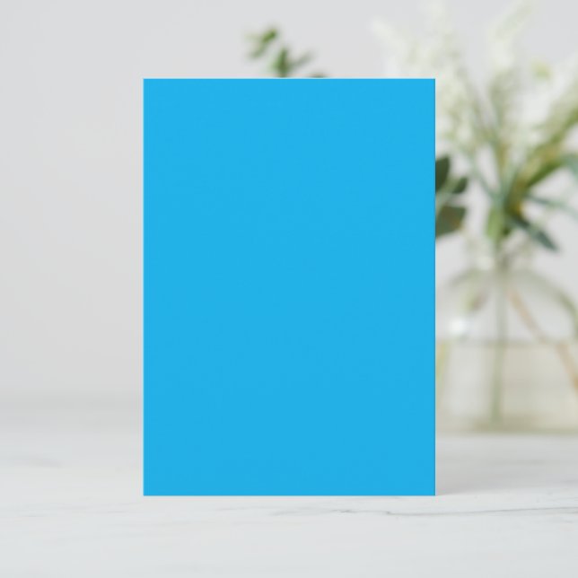 Solid Cyan Blue Background | Summer Minimal Style RSVP Card (Standing Front)