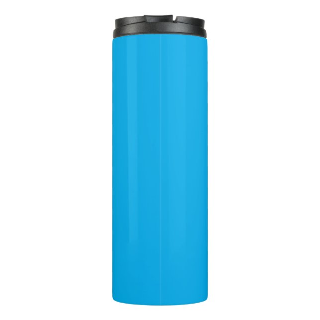 Solid Cyan Blue Background | Summer Minimal Style Thermal Tumbler (Back)