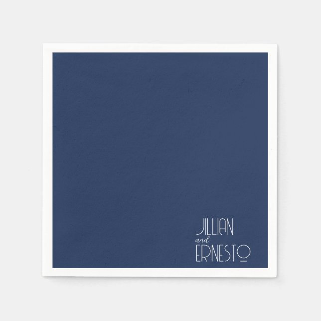Solid Dark Blue Lily of the Valley Custom Napkin (Front)