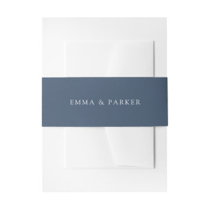 Solid Dark Blue Personalized Wedding Invitation Belly Band