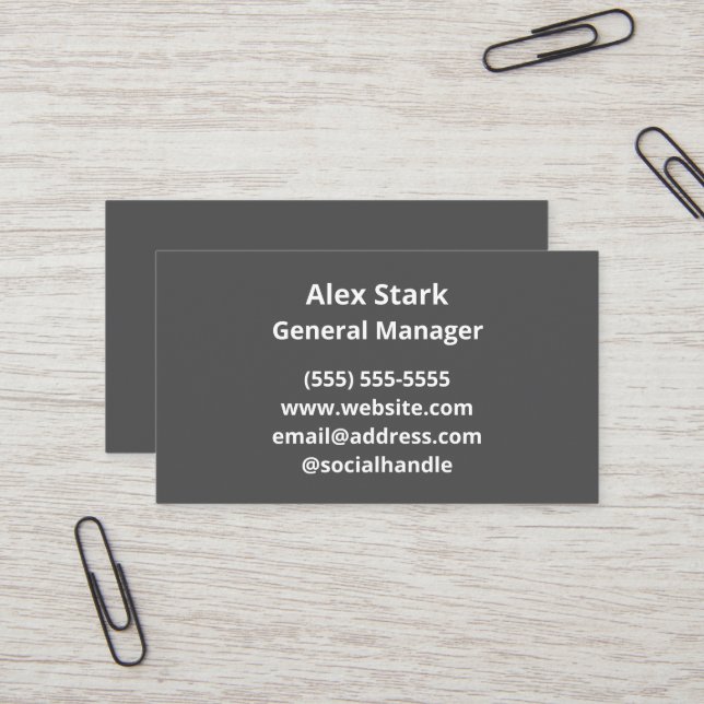 Solid Dark Grey Business Cards (Front/Back In Situ)