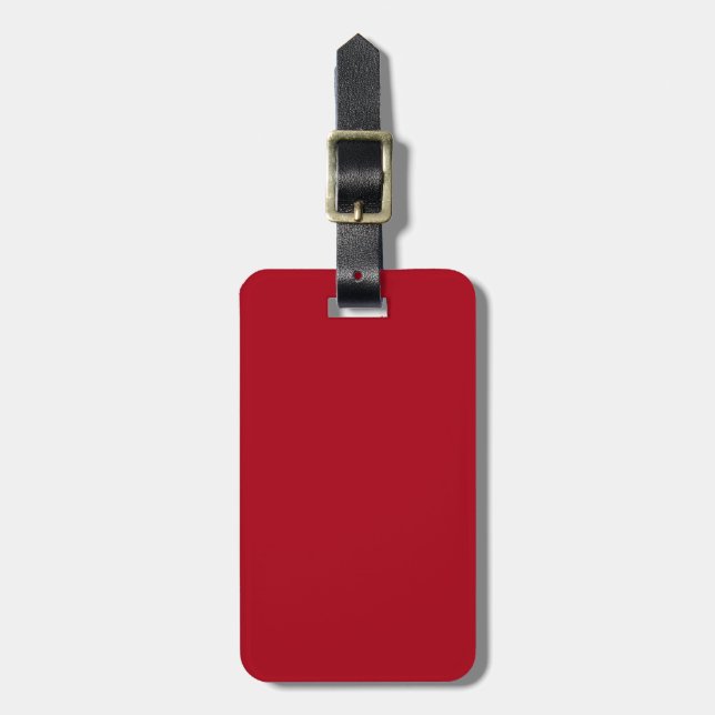 Solid Dark Red with Black Text Luggage Tag (Front Vertical)