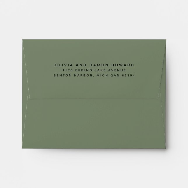 Solid Dark Sage Green Envelope with Return Address (Back (Top Flap))