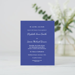 Solid Deep Blue Backdrop   Bold Minimalist Design Invitation Postcard