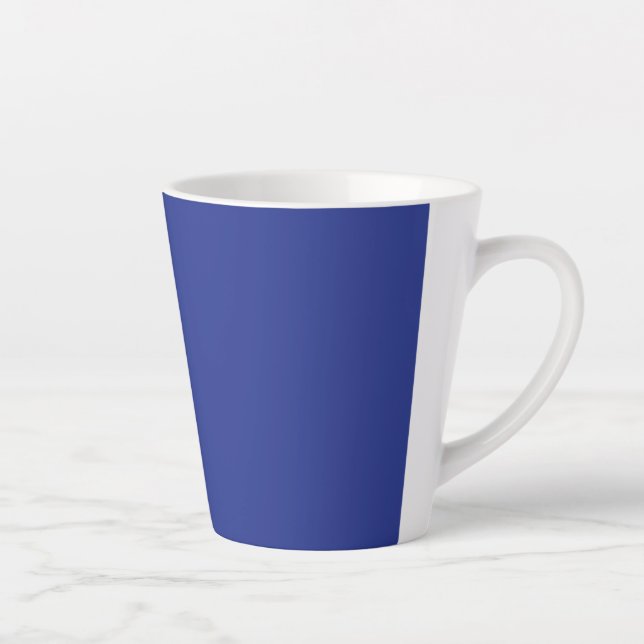 Solid Deep Blue Backdrop | Bold Minimalist Design Latte Mug (Right)