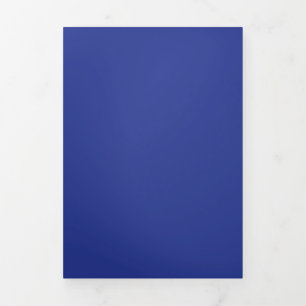 Solid Deep Blue Backdrop   Bold Minimalist Design Tri-Fold Invitation
