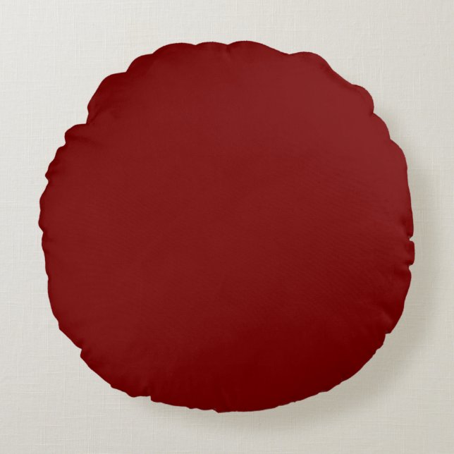 Solid Deep Red Pop of Colour Round Pillow (Front)