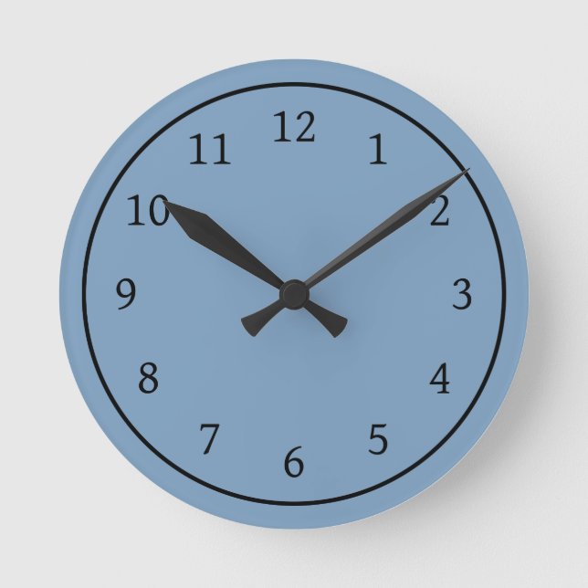 Solid Dusky Blue  Round Clock (Front)
