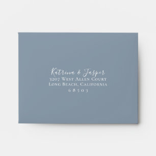 Solid Dusty Blue Colour RSVP Return Address Envelope