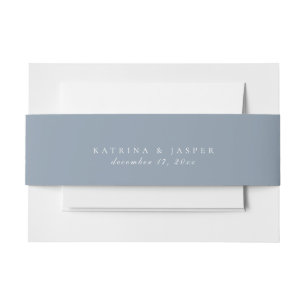 Solid Dusty Blue Colour Wedding Invitation Belly Band