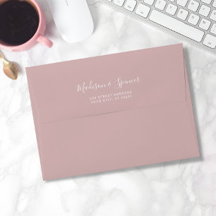 Solid Dusty Rose Mauve Pink Wedding 5x7 Envelope