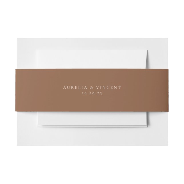 Solid Earthy Rust Colour Wedding Invitation Belly Band (Front Example)