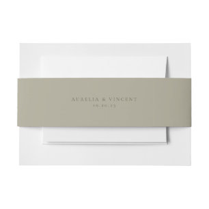 Solid Earthy Sage Green Wedding Invitation Belly Band