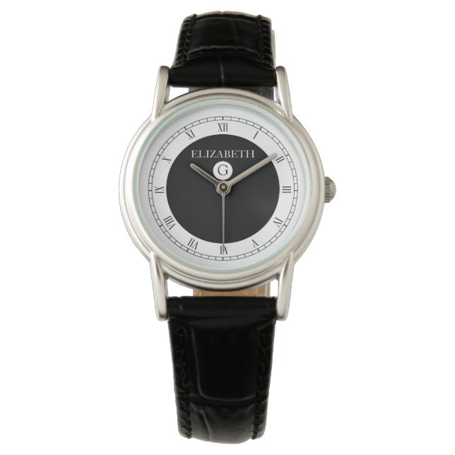 Solid Elegant Black and White Watch (Front)
