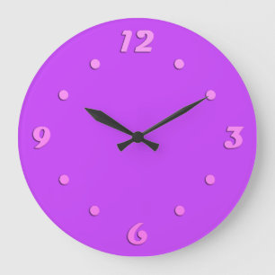 solid fluorescent bright neon purple large clock