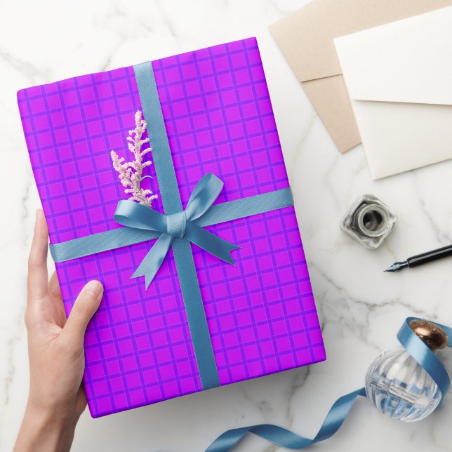 solid fluorescent bright neon purple  wrapping paper (Gifting)