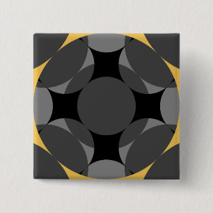 Solid Four Star Circle Cross by Kenneth Yoncich 2 Inch Square Button