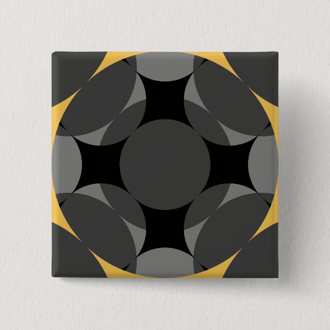Solid Four Star Circle Cross by Kenneth Yoncich 2 Inch Square Button (Front)
