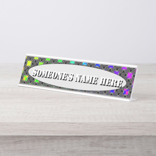 Solid Four Star Circle Cross by Kenneth Yoncich Desk Name Plate (Front)