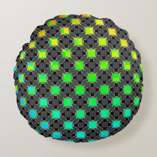 Solid Four Star Circle Cross by Kenneth Yoncich Round Pillow (Front)