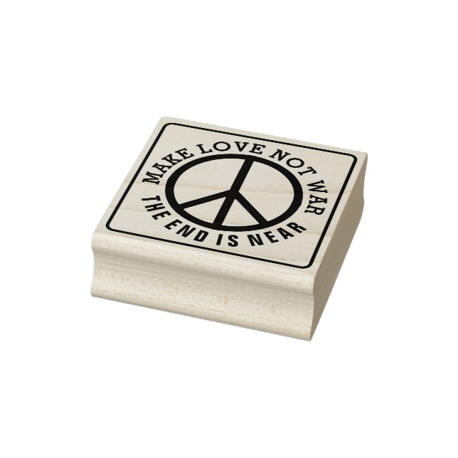 Solid Frame & Icon - PEACE + your Text Rubber Stamp (Stamp)