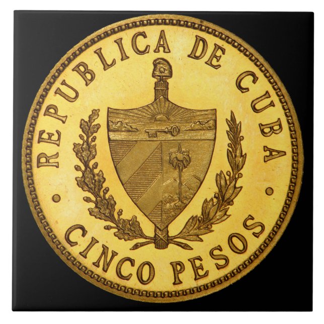 Solid Gold Cuban Coin Ceramic Tile (Front)