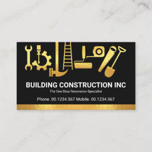 Solid Gold Handyman Construction Tools Builder Business Card
