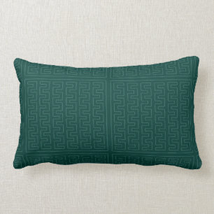 Solid Green Aztec Motif Lumbar Pillow