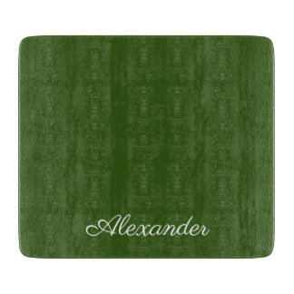 Solid Green background White Script Cutting Board