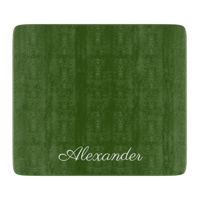 Solid Green background  White Script   Cutting Board (Front)