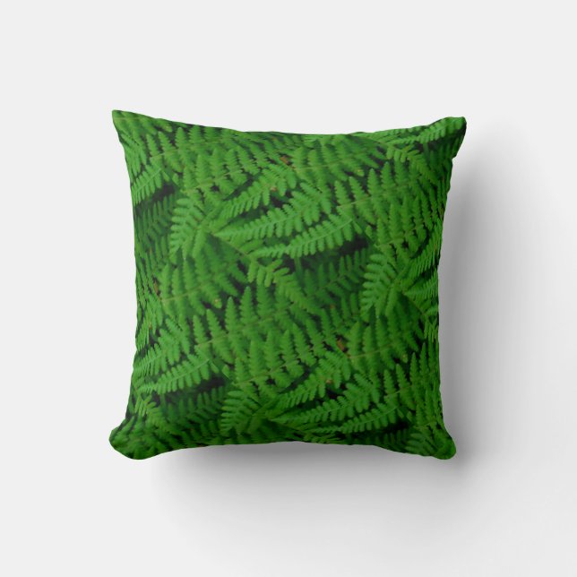solid  green fern pattern abstract plain green bk throw pillow (Front)