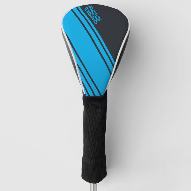 Solid Grey and Blue Customizable Golf Head Cover (Front)