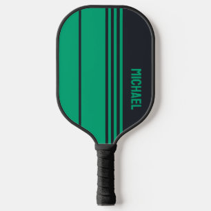 Solid Grey and Green Customizable Pickleball Paddle