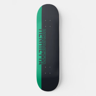 Solid Grey and Green Customizable Skateboard