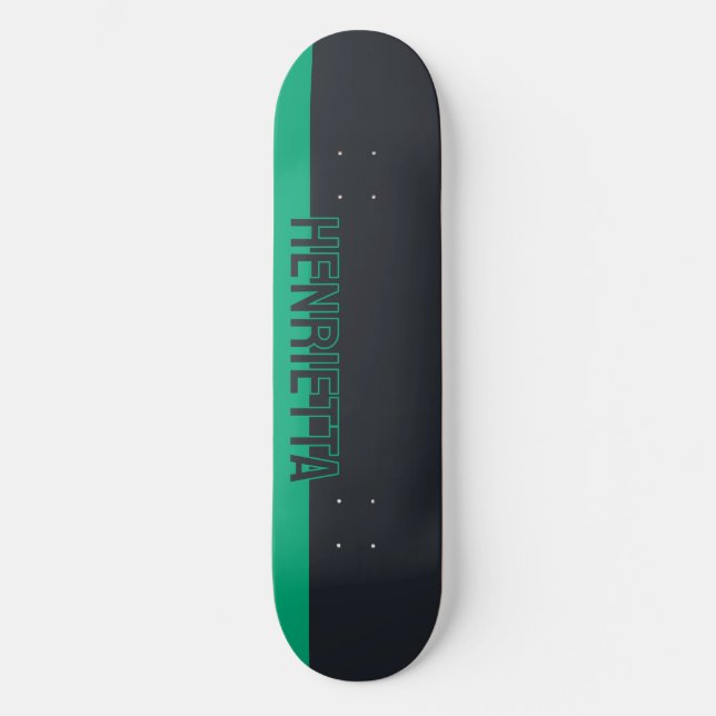 Solid Grey and Green Customizable Skateboard (Front)