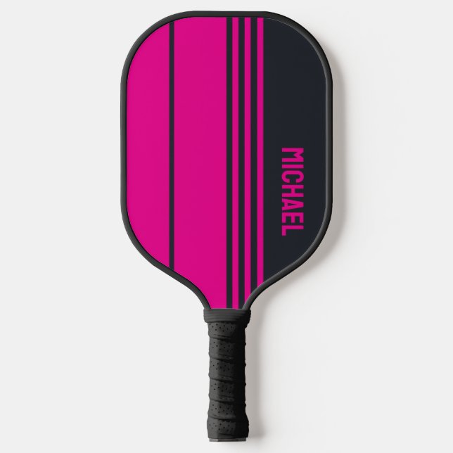 Solid Grey and Pink Customizable Pickleball Paddle (Front)