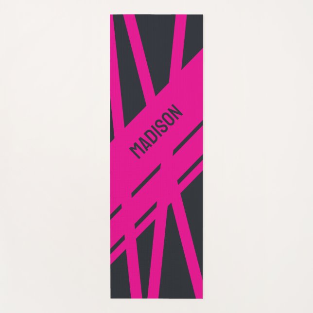 Solid Grey and Pink Customizable Yoga Mat (Front)