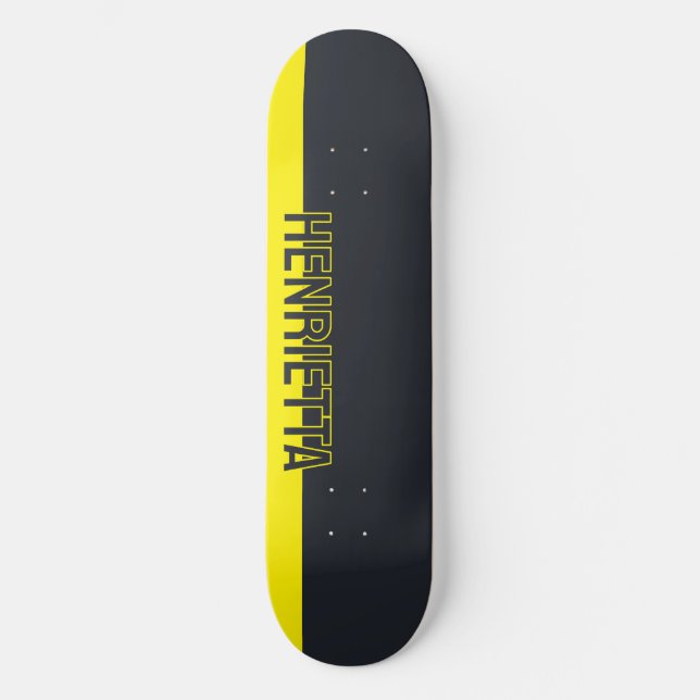 Solid Grey and Yellow Customizable Skateboard (Front)
