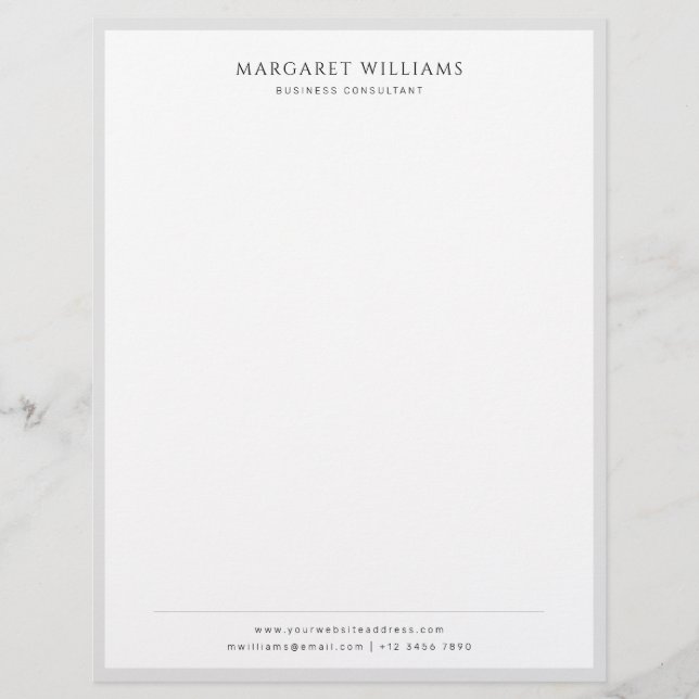 Solid Grey Border Business Professional Office Letterhead (Front)