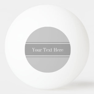 Solid Grey, Dark Grey Ribbon Name Monogram Ping Pong Ball