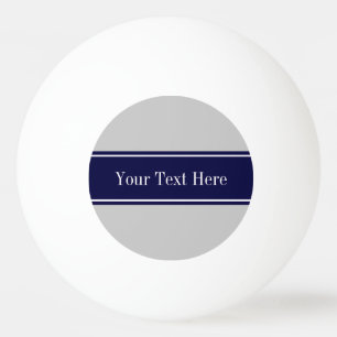 Solid Grey Navy Blue Ribbon Name Monogram Ping Pong Ball