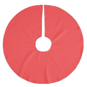Solid hot coral red brushed polyester tree skirt