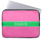 Solid Hot Pink #2 Emerald Green Rbn Name Monogram