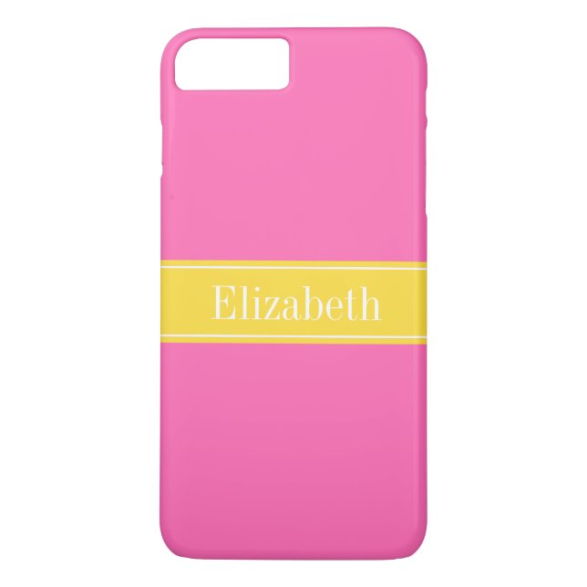 Solid Hot Pink #2 Pineapple Ribbon Name Monogram Case-Mate iPhone Case (Back)