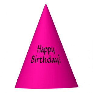 Solid Hot Pink Happy Birthday Party Hat