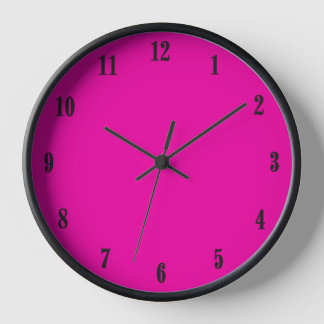 Solid Hot Pink with Black Fonts Clock
