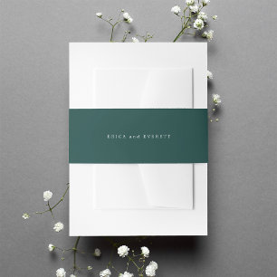 Solid Hunter Green Personalized Wedding Invitation Belly Band